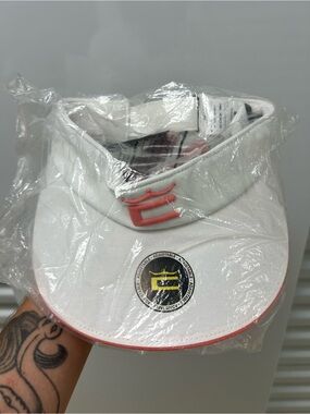 Cobra White Visor with Coral Trim and Logo